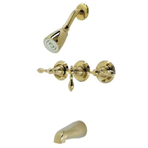 Kingston Brass KB232ACL Three-Handle Tub and Shower Faucet, Polished Brass KB232ACL